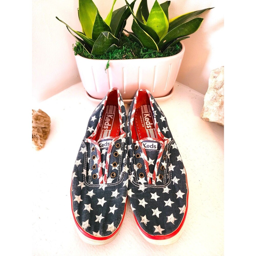 Ked's Woman's Red & Blue Slip On Sneakers - Size - 7.5 US